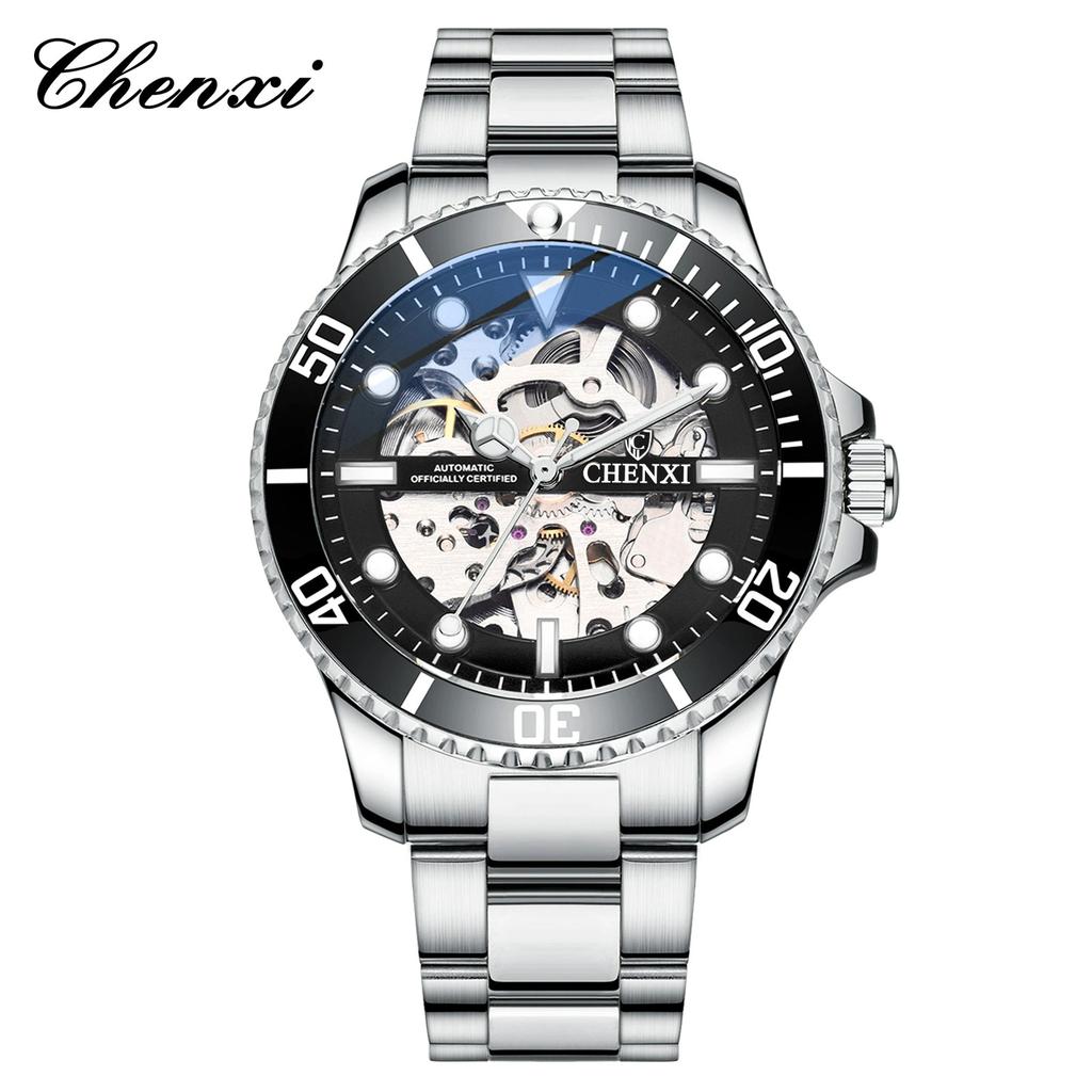 Chenxi Classic Watch Men Unique Dial Green Watches Luxury Gold Skeleton Automatic Mechanical Wristwatches Men Fashion Watches