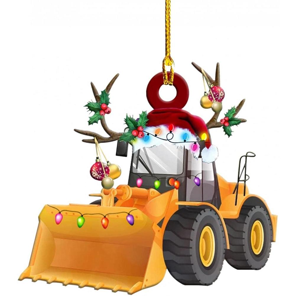 Christmas Tree Pendant Hanging Decoration Gift Personalized Fire Truck Vehicle Truck Boat Excavator Pendant