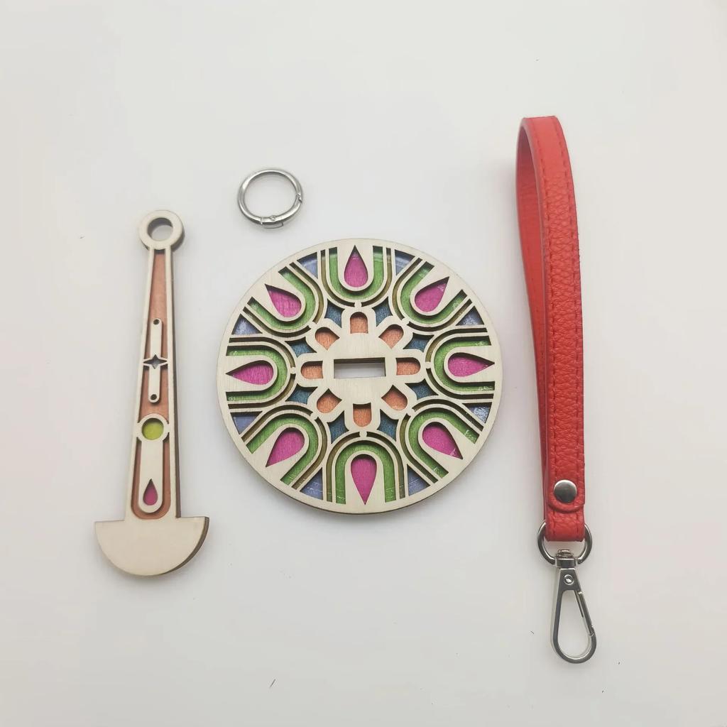 Portable Wrist Crocheting Knitting Yarn Holders Wooden Carrier with Leather Wristband Yarn Minder Gift for Weaving Craftsman