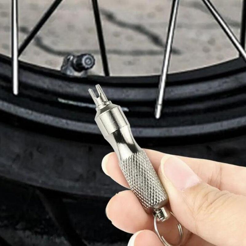 Auto Truck Bicycle Wheel Repair Screwdriver Tire Repair Tool Stem Puller Stainless Steel Keychain Valve Removal Tool