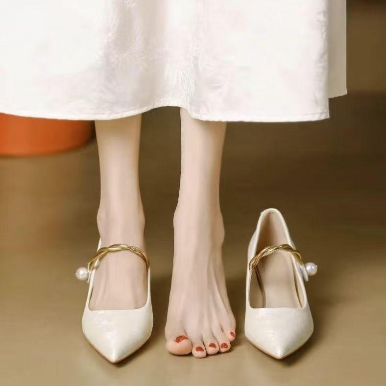 Pointed French fashion temperament high heels casual versatile bag head stiletto single shoes 2025 new popular spring and autumn