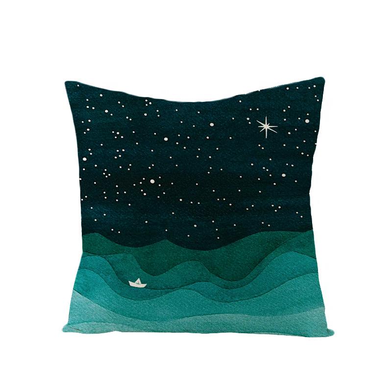 Home Landscape Polyester Pillowcase Home Digital Printing Sofa Cushion Waist Pillowcase