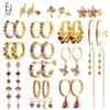 925 Silver Ear Buckles Fashion Hoop Earrings Colorful Crystal Pendants Gold Earring Premium Luxury Women's Jewelry Gift