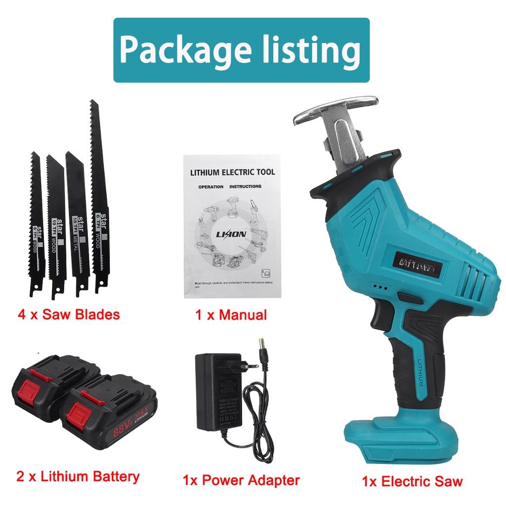 110-220v Cordless Electric Reciprocating Saw With Blades Variable Speed Metal Wood Cutter Tool 13000mAh