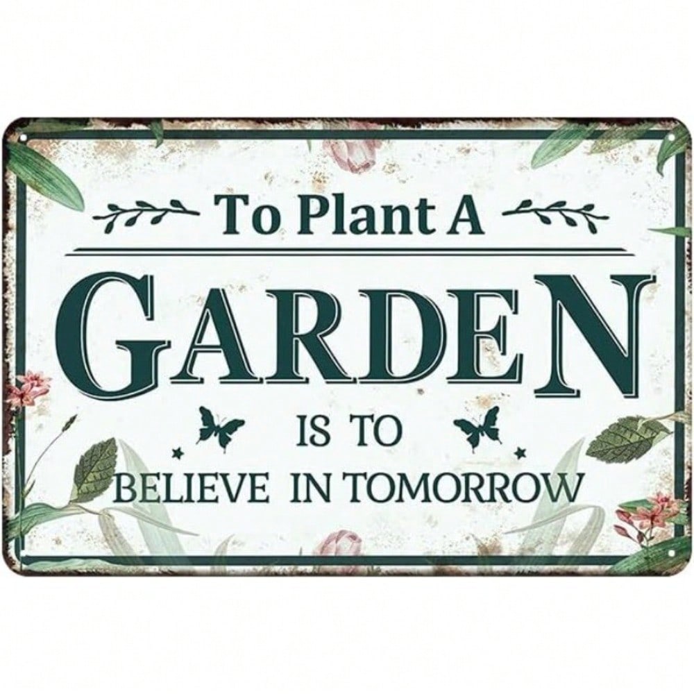 

Vintage Garden Metal Wall Sign Faith in Tomorrow