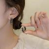 Fashion Black Vintage Black Earrings Love/Blocks Alloy Crystal Hoop Earrings Black Heart-shaped Earrings Women