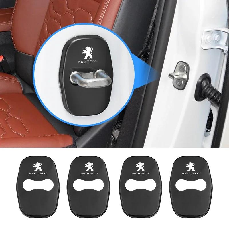 

2026 Hot Car Sticker 4PCS Car Styling Door Lock Cover Logo Stainless Steel Accessories For Peugeot 408 4008 308 3008 Rifter 5008