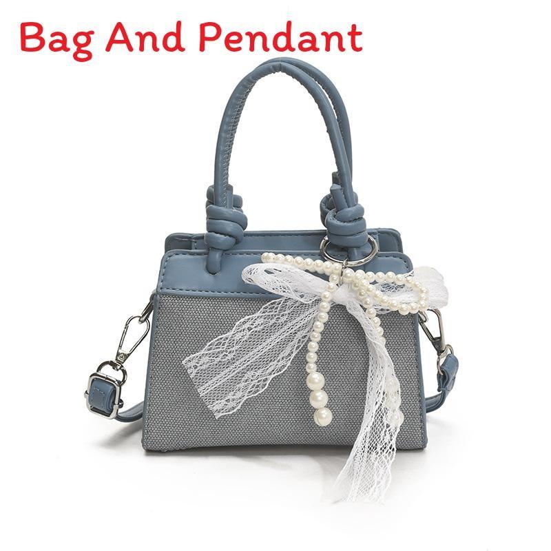 Design Minimally Spliced Children Casual Single Shoulder Square Bag With Pendant
