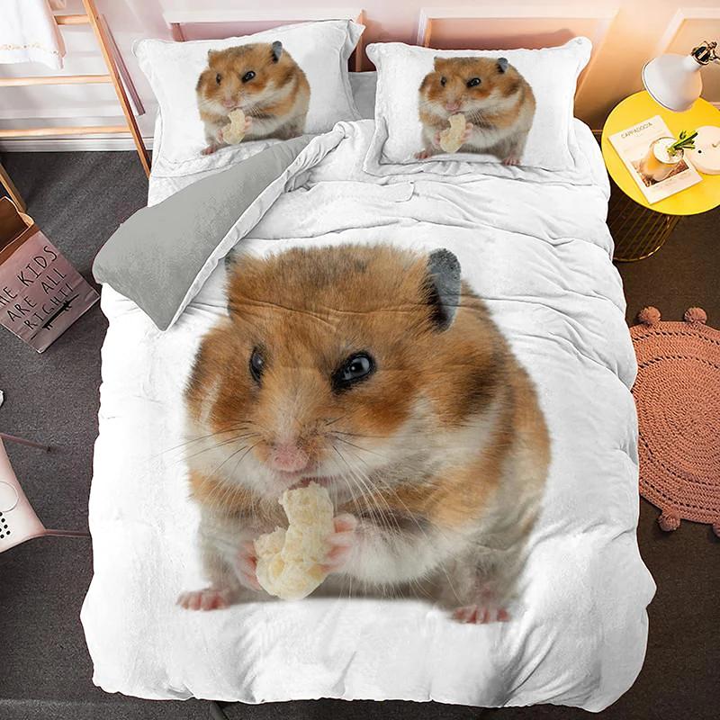 3D Hamster Duvet Cover King Queen Size Lovely Guinea Pig Bedding Set for Kids Teens Adults Family Pet Animal 2/3pcs Quilt Cover