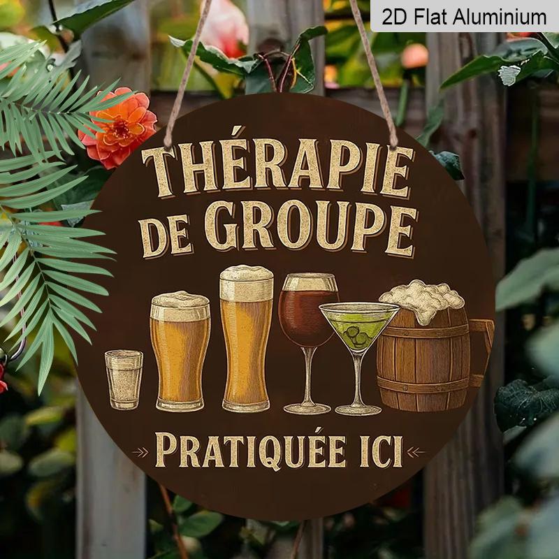 

2D Flat Aluminum 7.87 Inch X 7.87 Inch Vintage French Beer Style Wall Hanging. Suitable for Bars, Living Rooms, Home Cellars, Kitchens, Parties 1pc