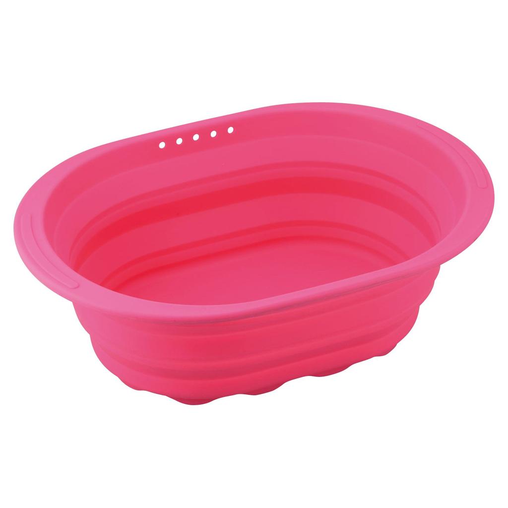 Wahei Freiz Kitchen Plumbing Supplies, Sukitto Silicone Washtub, Oval, Pink, Foldable, SR-4881