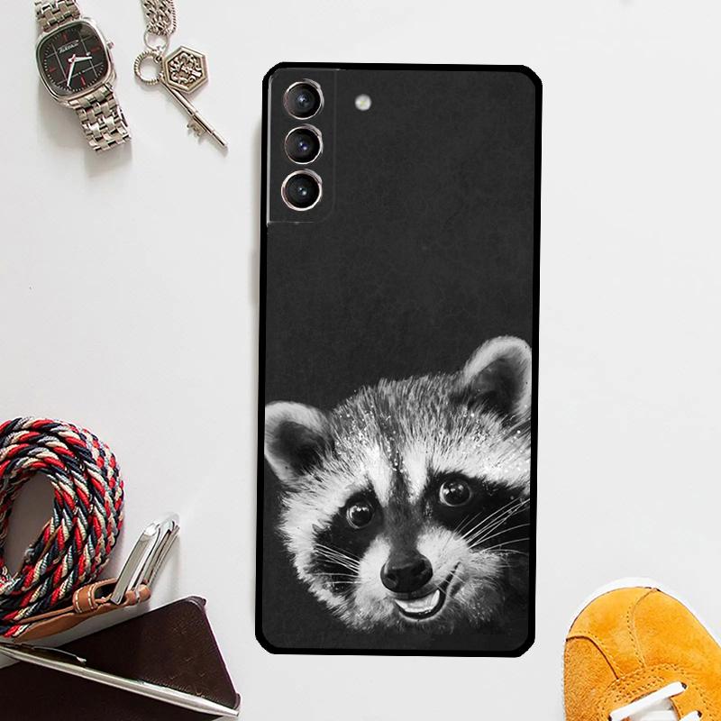 Cute Raccoon Case For Samsung Galaxy S25 Ultra S21 S22 S23 S24 Ultra S9 S10 S20 Plus S25 FE Cover Coque
