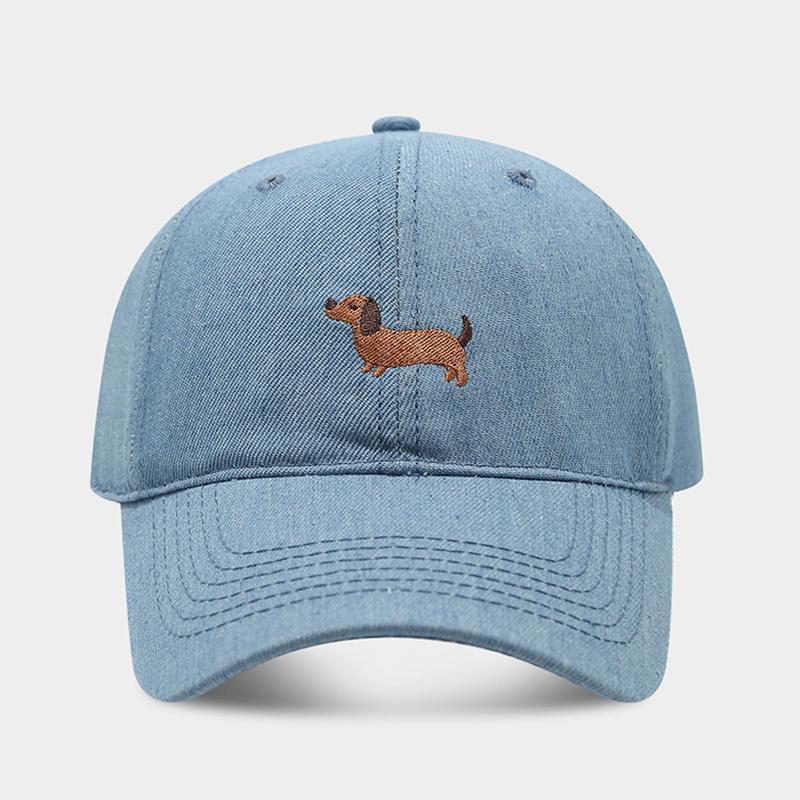 New Embroidered Dachshund Cowboy Baseball Cap Casual Women Adjustable Wide Brim Cotton Peaked Hat Outdoor Men Sun Snapback Caps