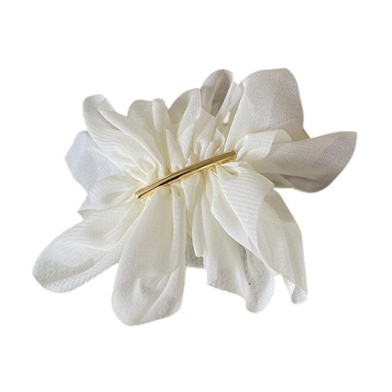 Hairpin Handmade Chiffon Flower 3D Petals Hair Clip with Polished Metal Spring Clip Back Head Bun Hair Accessories