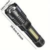 Strong Light Outdoor Camping Fishing Flashlight with Telescopic Zoom, Built-in Rechargeable Battery, Hook and Window Breaking Hammer