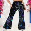 Women High Waist Large Size Printed Full Length Flared Pants