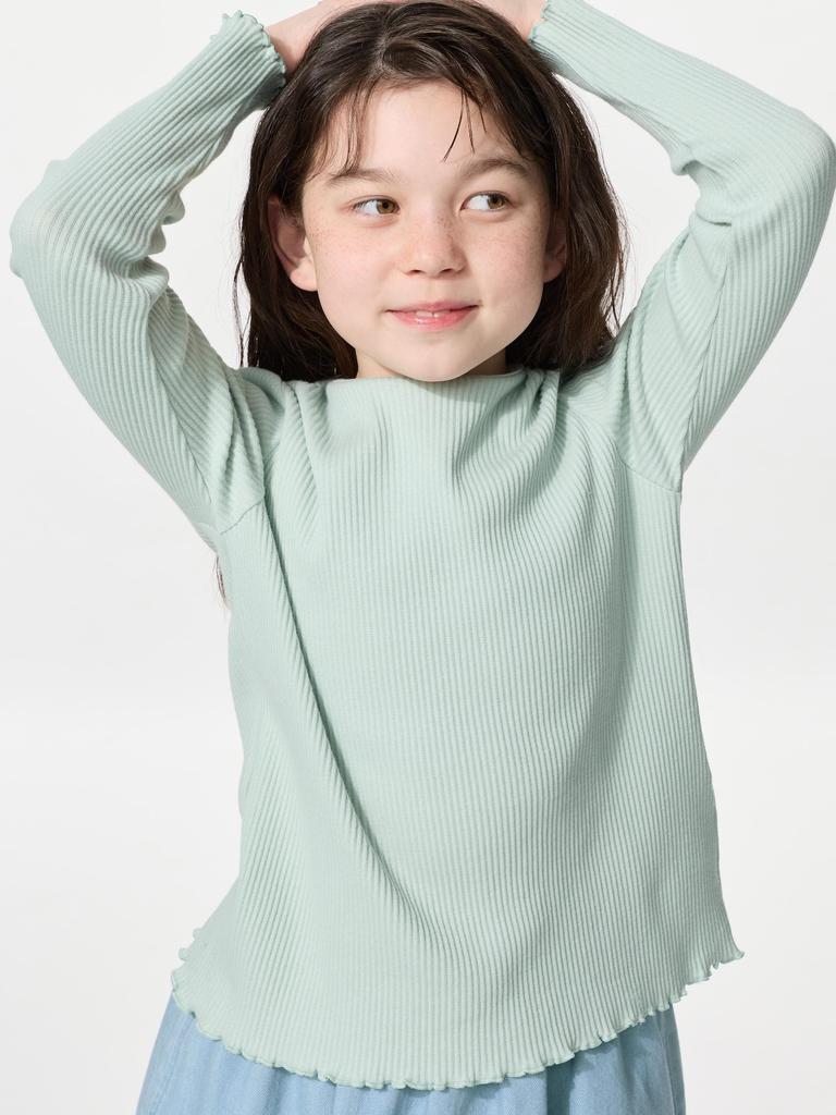 Uniqlo Japan Girls Ribbed Crew Neck T shirT