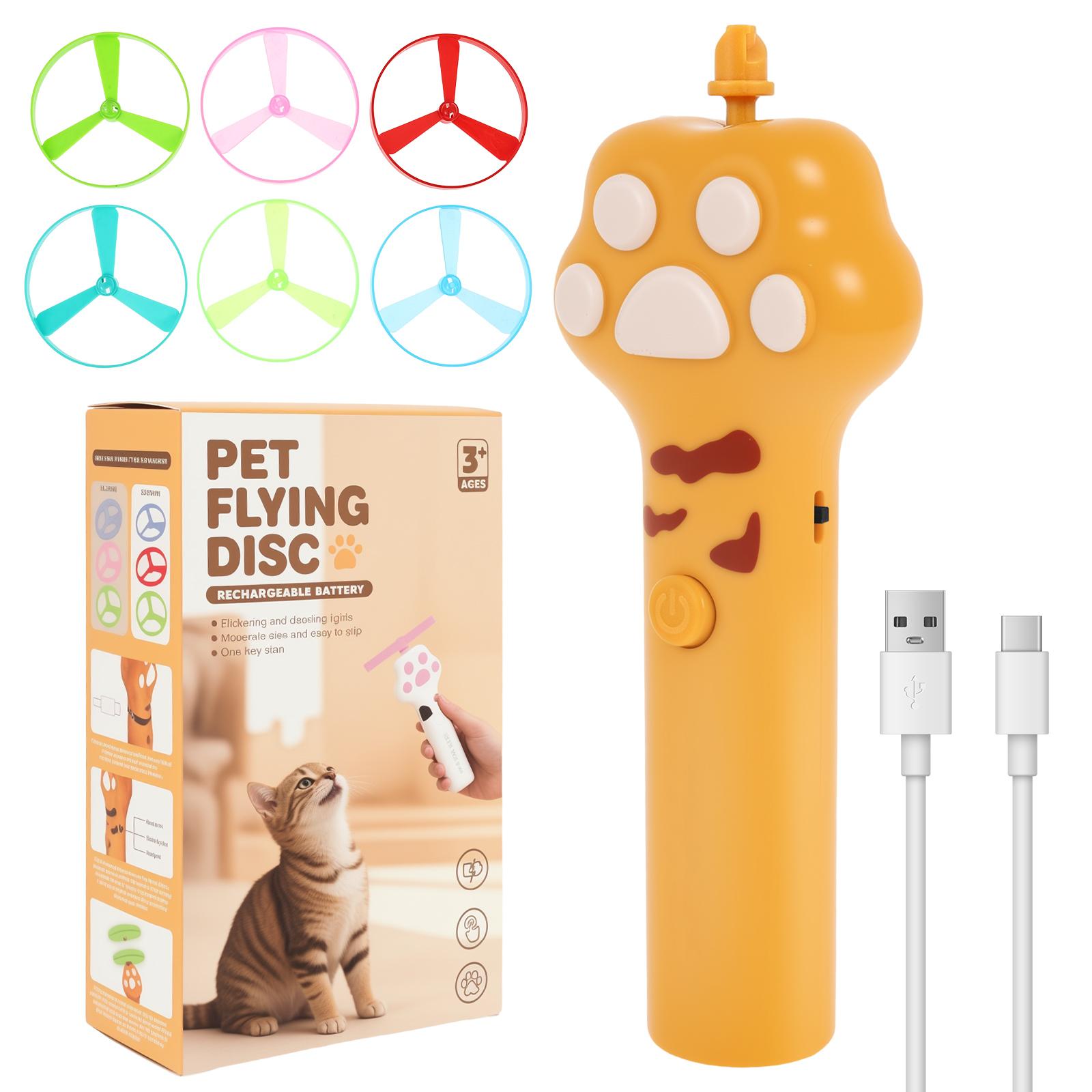 Cats Interactive Toy Flying Disc Luminous Bamboo Dragonfly Saucer Pet Training Shooting Gun Chasing Games Cat Toys Pet Supplies жёлтый