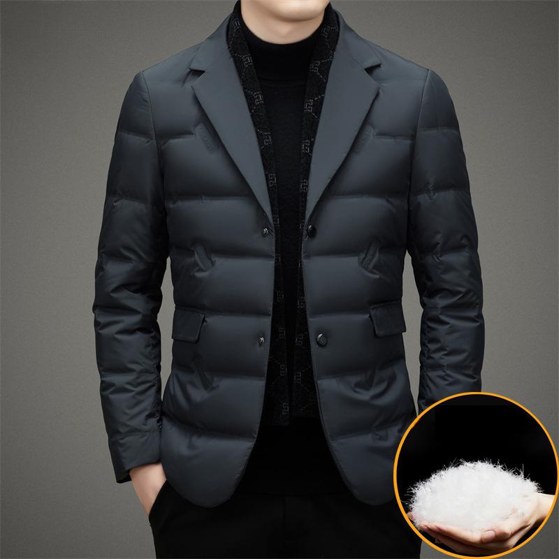 

Модный простой костюм с воротником-шарфом, пуховик мужской осенне-зимний модный теплый пуховик в костюмном стиле, пуховик 4XL