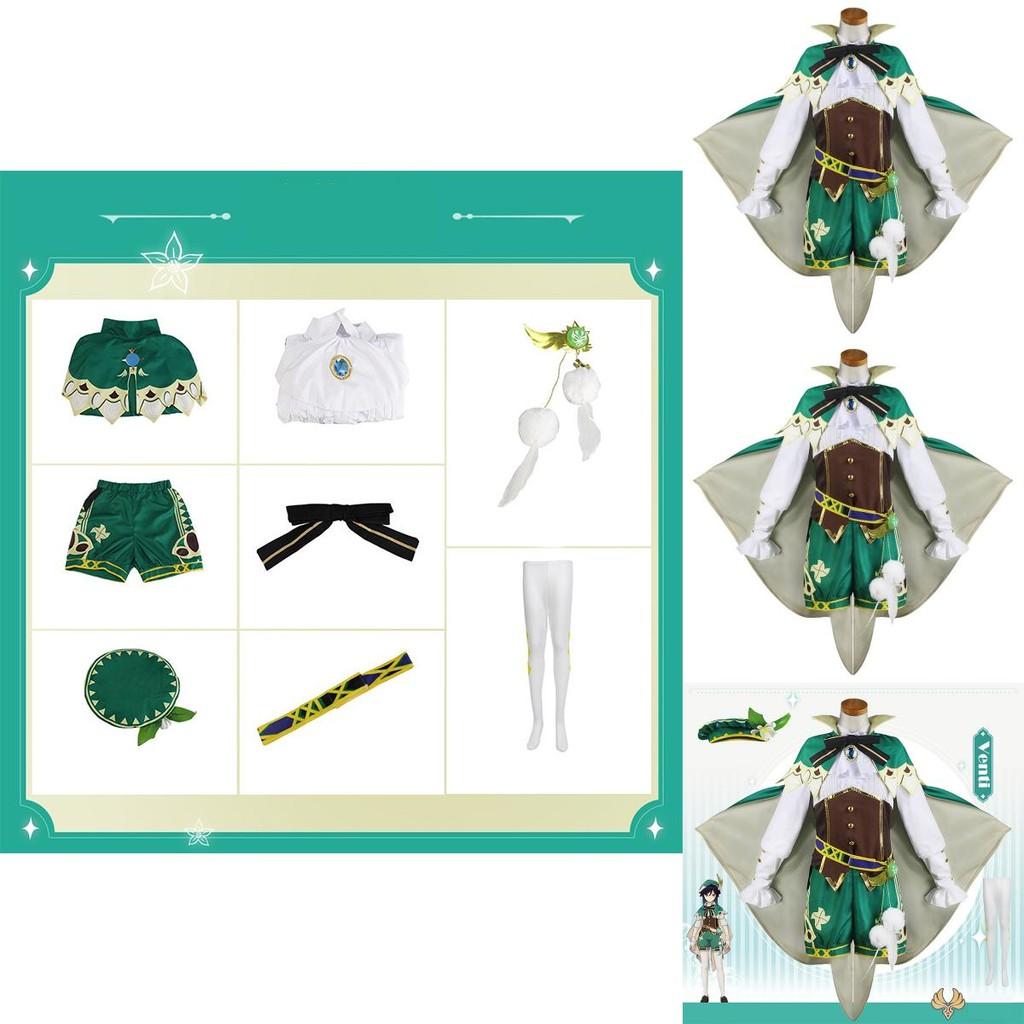 Authentisches Genshin Impact Venti Cosplay Kostüm für Damen mit Hut und Strumpfhose