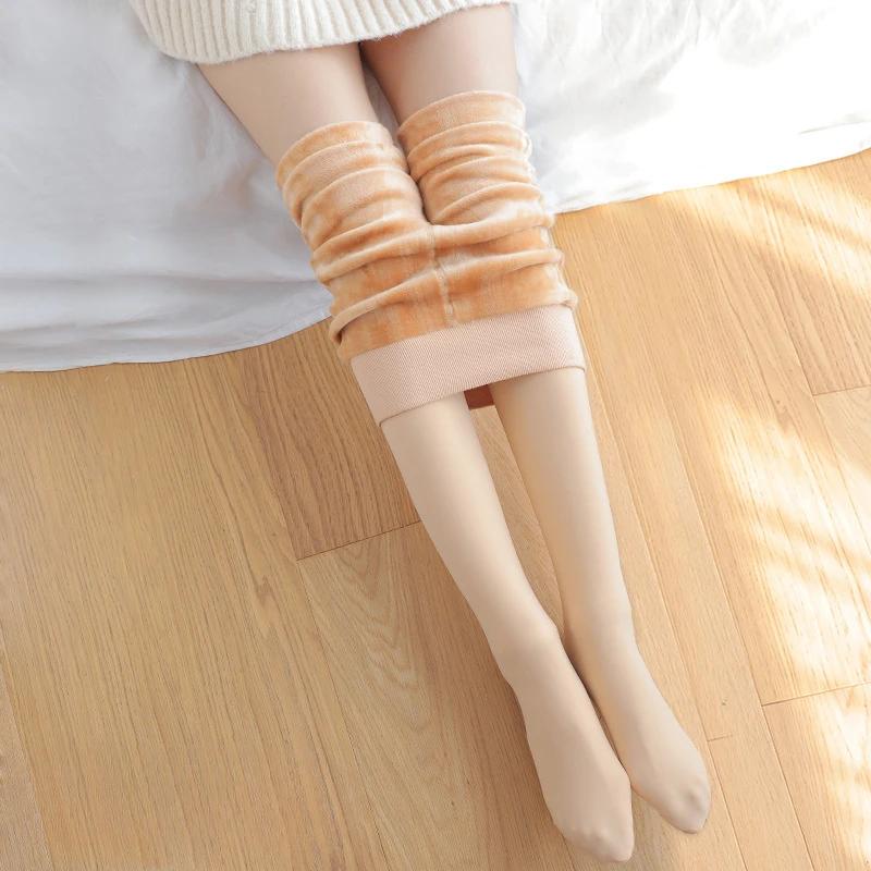 1/2Pcs Women Thermal Stockings Winter Warm Elastic Slim Fleece Tights Pantyhose Thicken Plush High Waist Leggings Stocking Pants