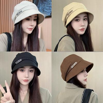 Women's Premium Large Head Circumference Octagonal Beret Japanese Style Bucket Hat Face-Covering Slouchy Hat for No-Makeup Days