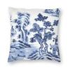 45x45cm Blaue Weide Chinesisches Blau-Weißes Porzellan Inspiriertes Kissenbezug Wohnzimmer Kissenbezug Quadratischer Kissenbezug Kissenhülle