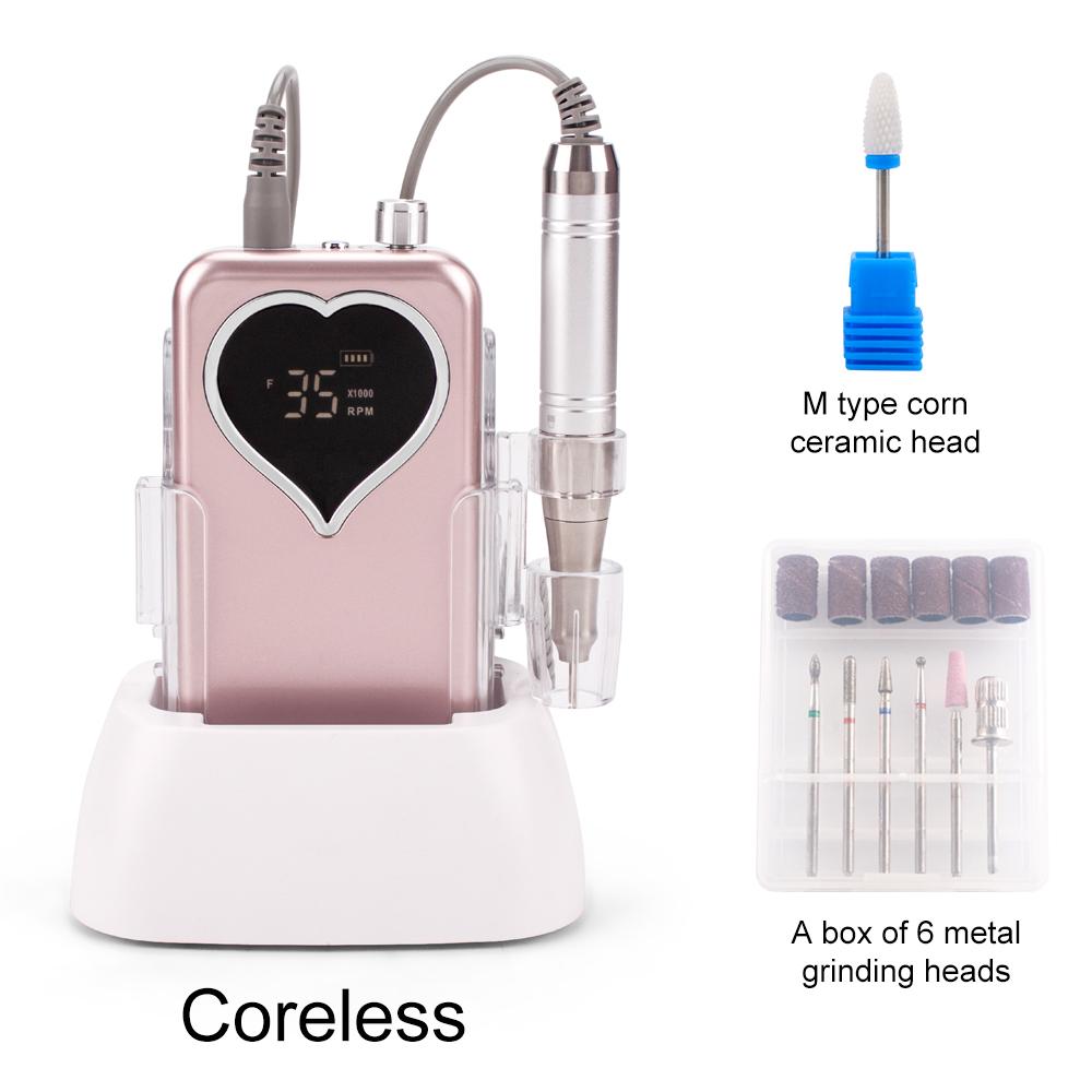 

BEPAN Coreless Motor 65W Salon Use Heart Nail Drill Rechargeable 35000RPM Manicure Machine Nail File Pedicure Cordless Drill UK розового золота
