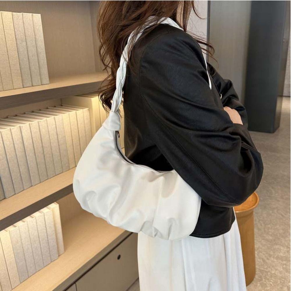 Underarm PU Pleated Shoulder Bag Square Fashion Handbag Sweet Dumplings Shoulder Bag Gift