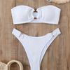 Evropsko-americké jednobarevné bikiny bez ramínek s trojúhelníčkovými kalhotkami 2025