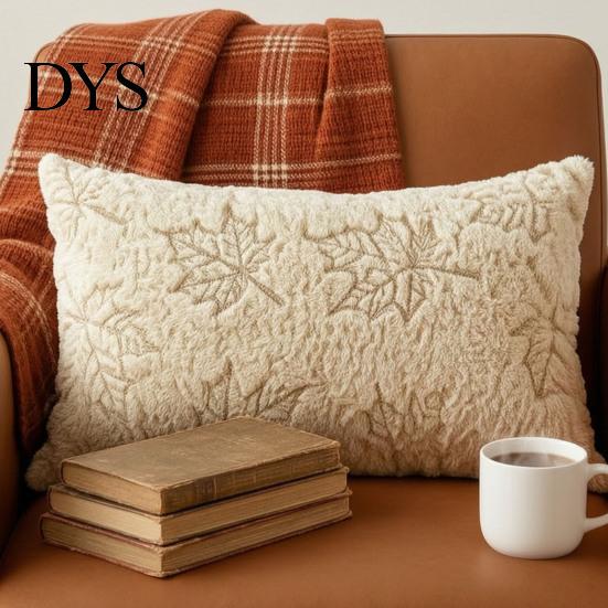 Farmhouse Throw Pillow Case Fall Plush Cushion Cover, Pumpkin Maple Leaf Embroidery Pattern Shams Autumn for Thanksgiving Home Decor Seasonal Textiles