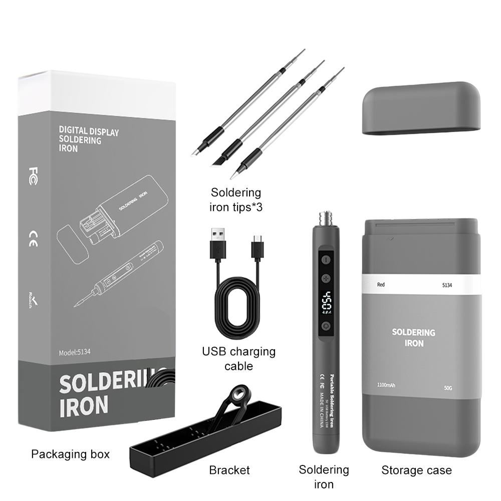 

Wireless Electric Soldering Iron Kit 180-450 Temperature Adjustable Fast Charging Solder Iron Portable Soldering Repair Tool сірий
