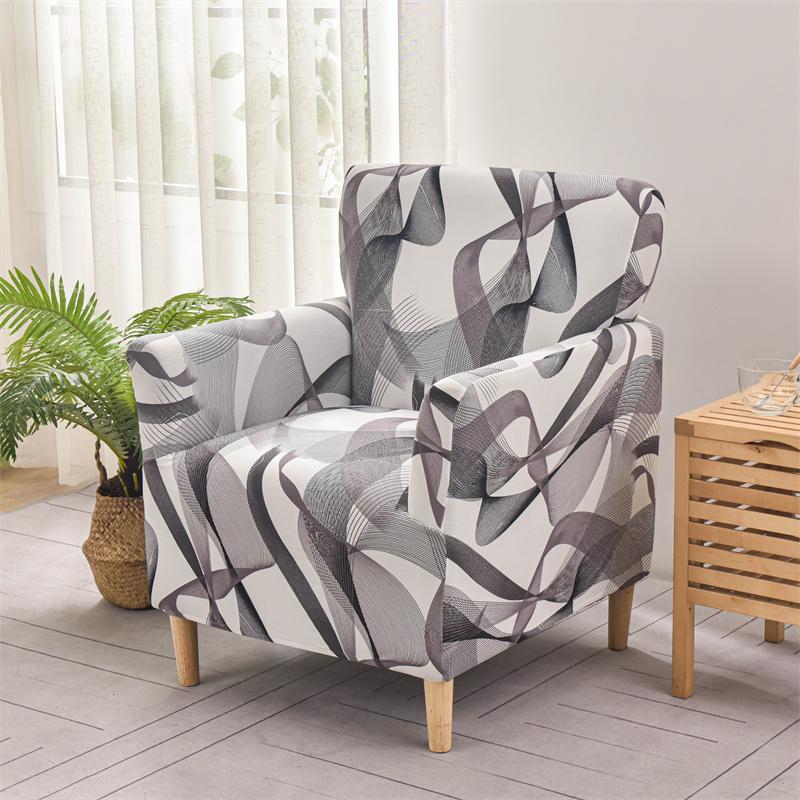 1Pc Tub Club Chair Cover Floral Printed Spandex Armchair Slipcovers For Living Room Elastic Single Sofa Covers Bar Counter El
