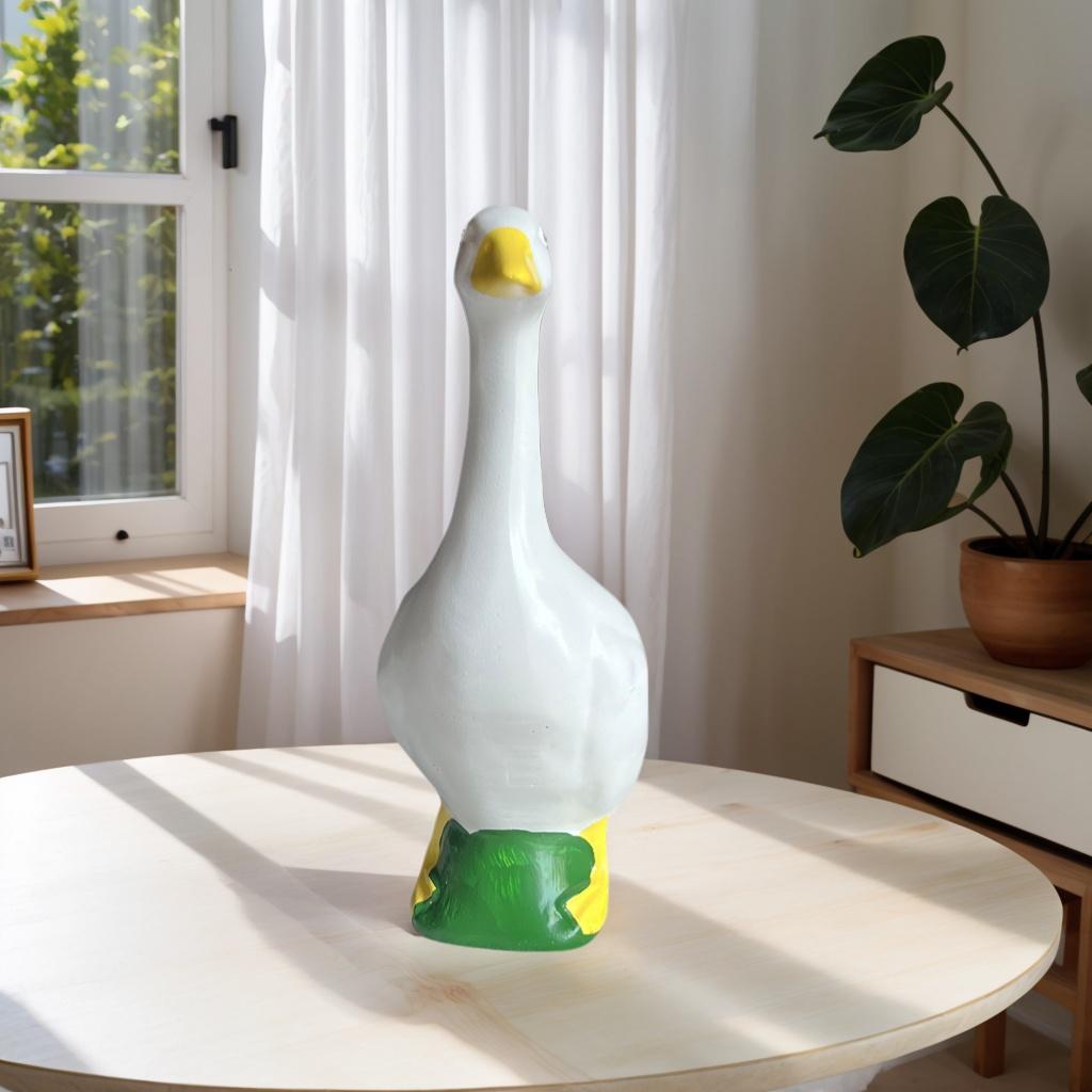 1 Cute White Duck Figurine Ornament, Realistic and Adorable Design, Suitable for Living Room, Desktop, Study, Home Decor, Fresh and Healing Style