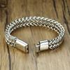 High-End Domineering Black and White Solid Men\\'s Stainless Steel Braided Sports and Leisure Bracelet