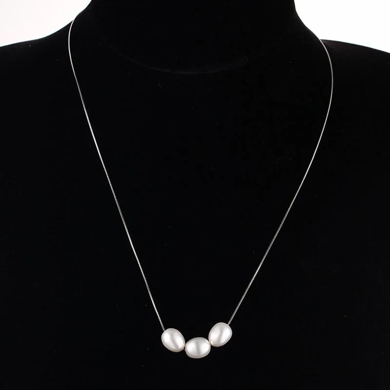 2021 Fine Arrival 9-10mm AAAA high quality natural freshwater pearl necklace for women 4 colors, 925 sterling silver box chain белый