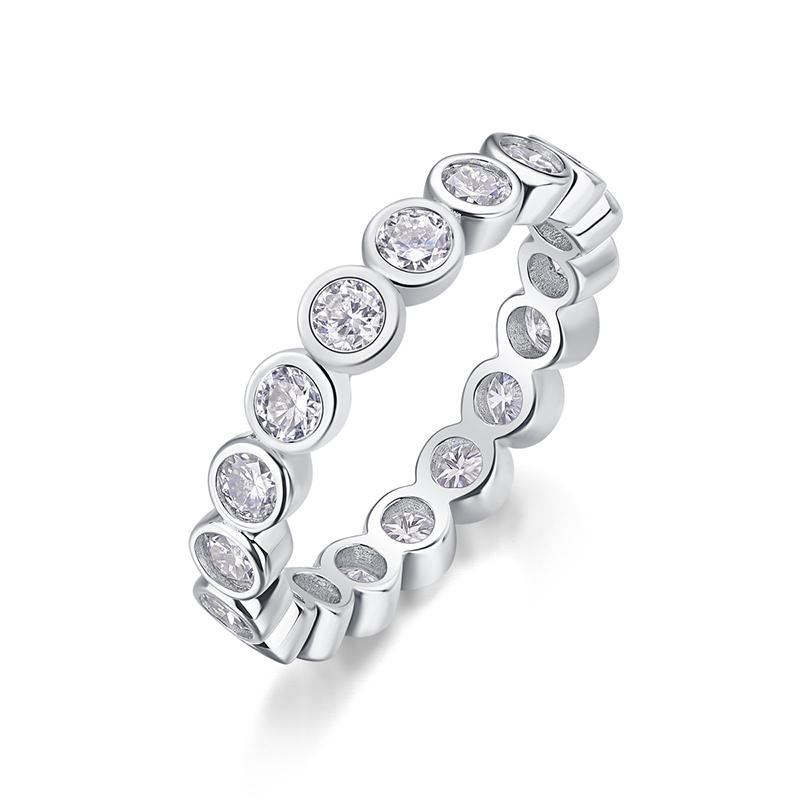 Smyoue 3mm D Color Bubble Full Moissanite Ring for Women 100% 925 Solid Silver Plated 18k Gold Wedding Engagement Eternity Band