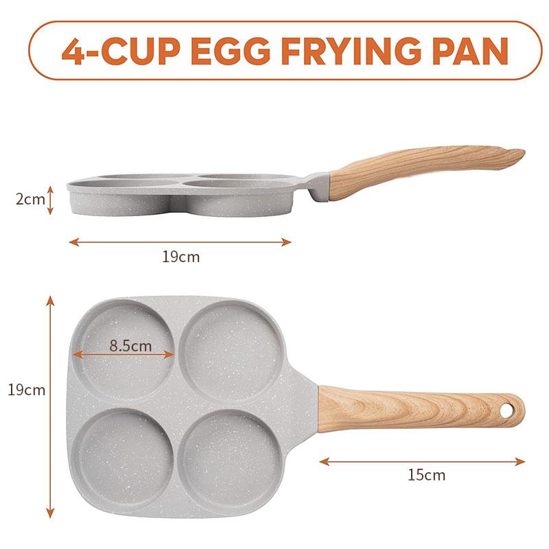 Egg Pan Omelette Pan 4-Cup Nonstick Granite Omelette Skillet Pancake Pan Healthy Egg Cooker Suitable for Gas Stove & Induction