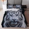 3Pcs Bedding Featuring A White Tiger Design - Duvet Cover With Blue-Eyed White Tiger And Two Pillowcases -For Bedroom Decor