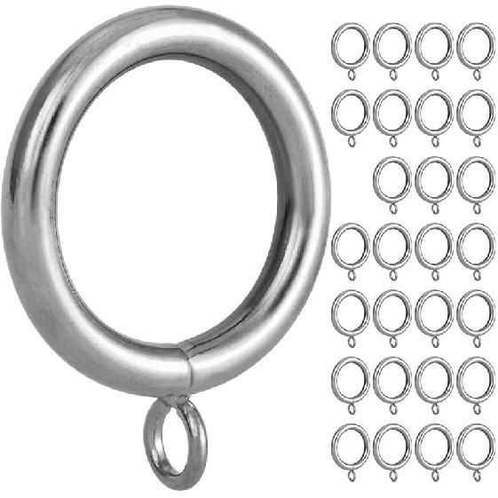 Кольца для штор металлические 28 шт. Внутренний диаметр 1 1/4 дюйма с люверсами Подходят для карнизов до 1 дюйма Большой диаметр проволоки (Сатиновый никель-28 шт.) Satin Nickel-28pcs