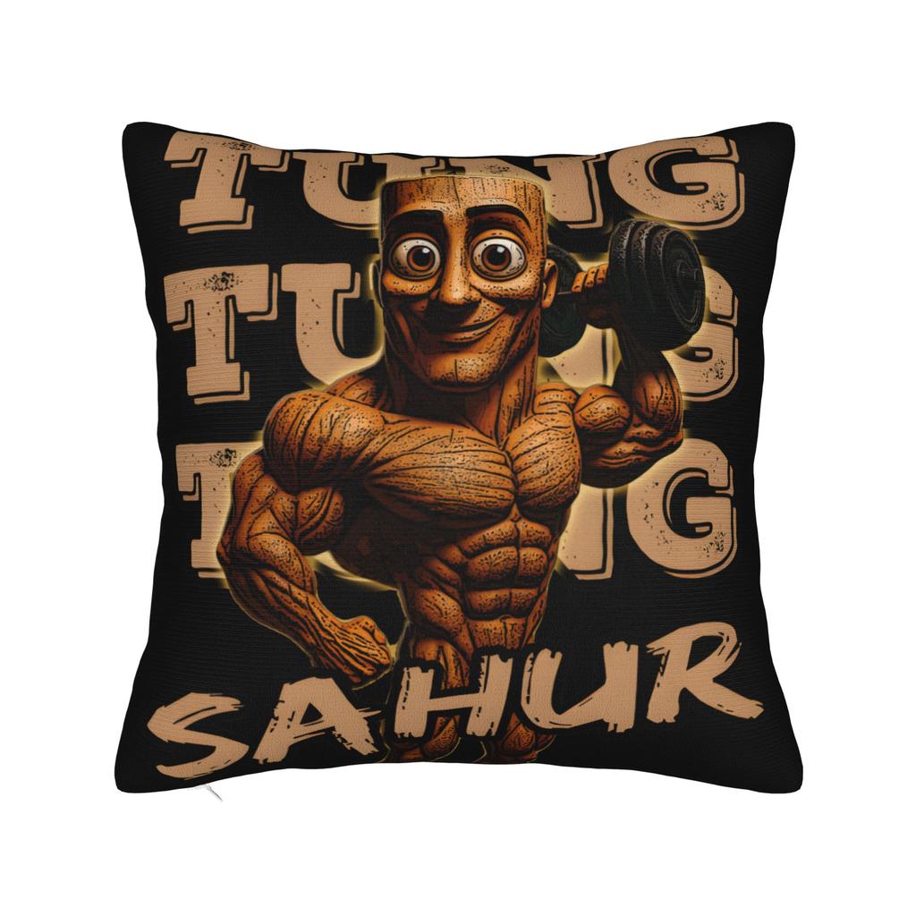 Tung Tung Tung Sahur chasing Tralalero Tralala Pillow Case Graphic Pillow Cover For Living Room Sofa Funny Pillowcases