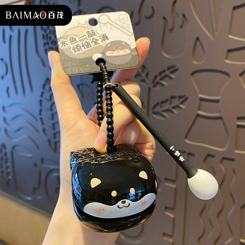Original decompression wooden fish knocking emotional stability Buddhist keychain cute cute pet panda schoolbag pendant