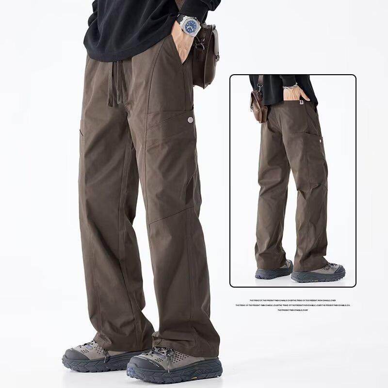Men's Maillard Spring/Autumn Straight Casual Pants: Trendy Outdoor Functional Overalls