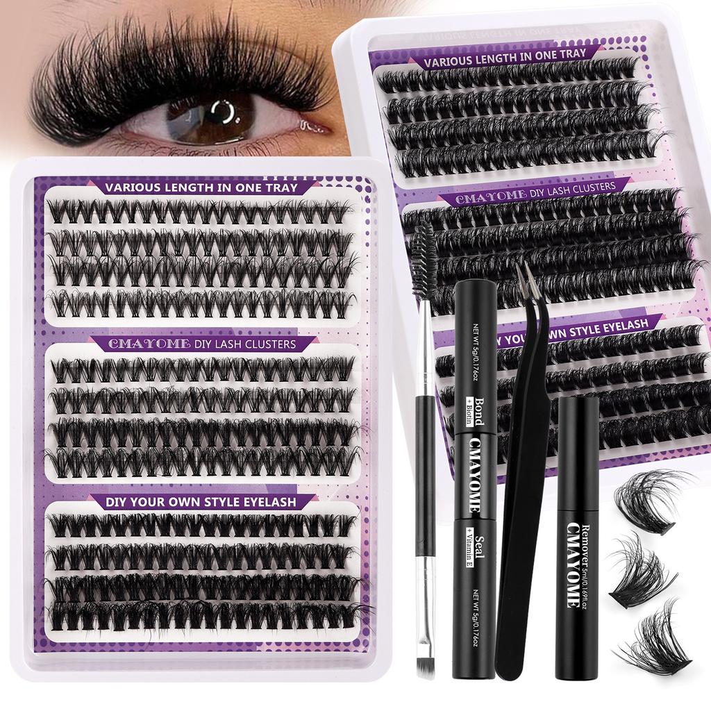 30D100D Dense Single Cluster False Eyelash Set 10-16Mm Curled Diy Segmented Eyelashes