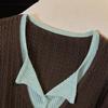 Women's V-Neck Color Block Cable Knit Top