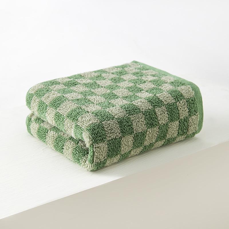 100% Cotton Checkerboard Towel - Absorbent, Thick, and Soft (34x75cm)