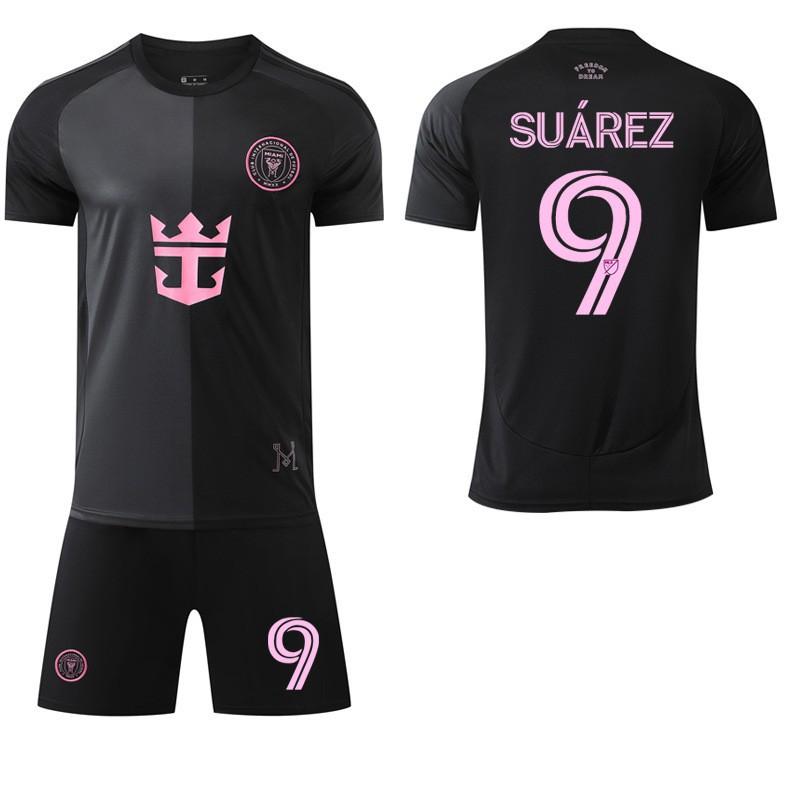 2025-26 Miami Visitante Negro No. 10 Juegos de Uniforme de Fútbol Camiseta 9 Suarez Original