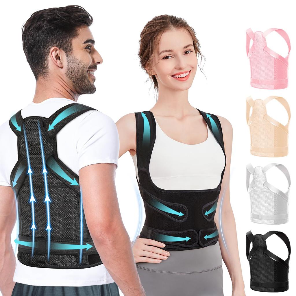 Back Brace Posture Corrector for Women and Men, Shoulder Straightener, Adjustable Full Back Support, Upper and Lower Back Pain Relief