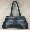 Cole Haan Leather Hand/Shoulder Bag Black with Scarf Decoration Stylish(USED)