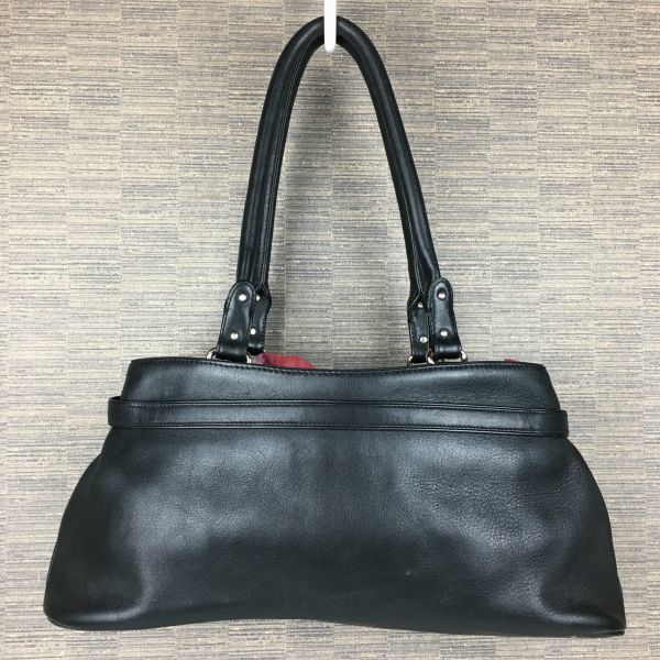 Cole Haan Leather Hand/Shoulder Bag Black with Scarf Decoration Stylish(USED)